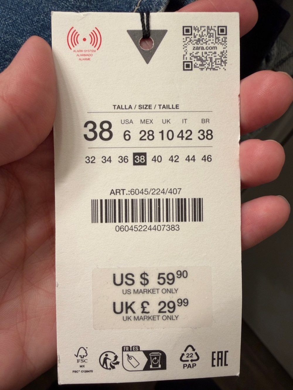 Zara High Rise Straight Leg Jeans in Medium Blue Wash - Picture 5 of 5
